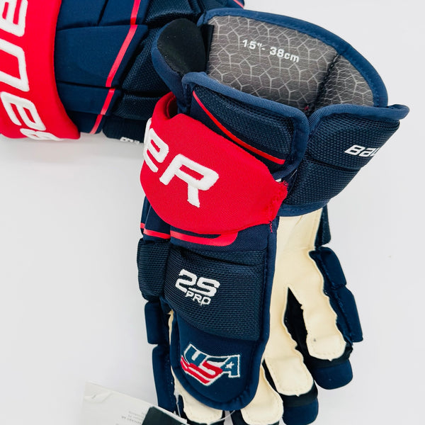 New Team USA Bauer Supreme 2S Pro Hockey Gloves-USA Hockey Logo-15 ...